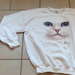 Vintage BOB HARRISON Cat Sweat Shirt.  Sz XL